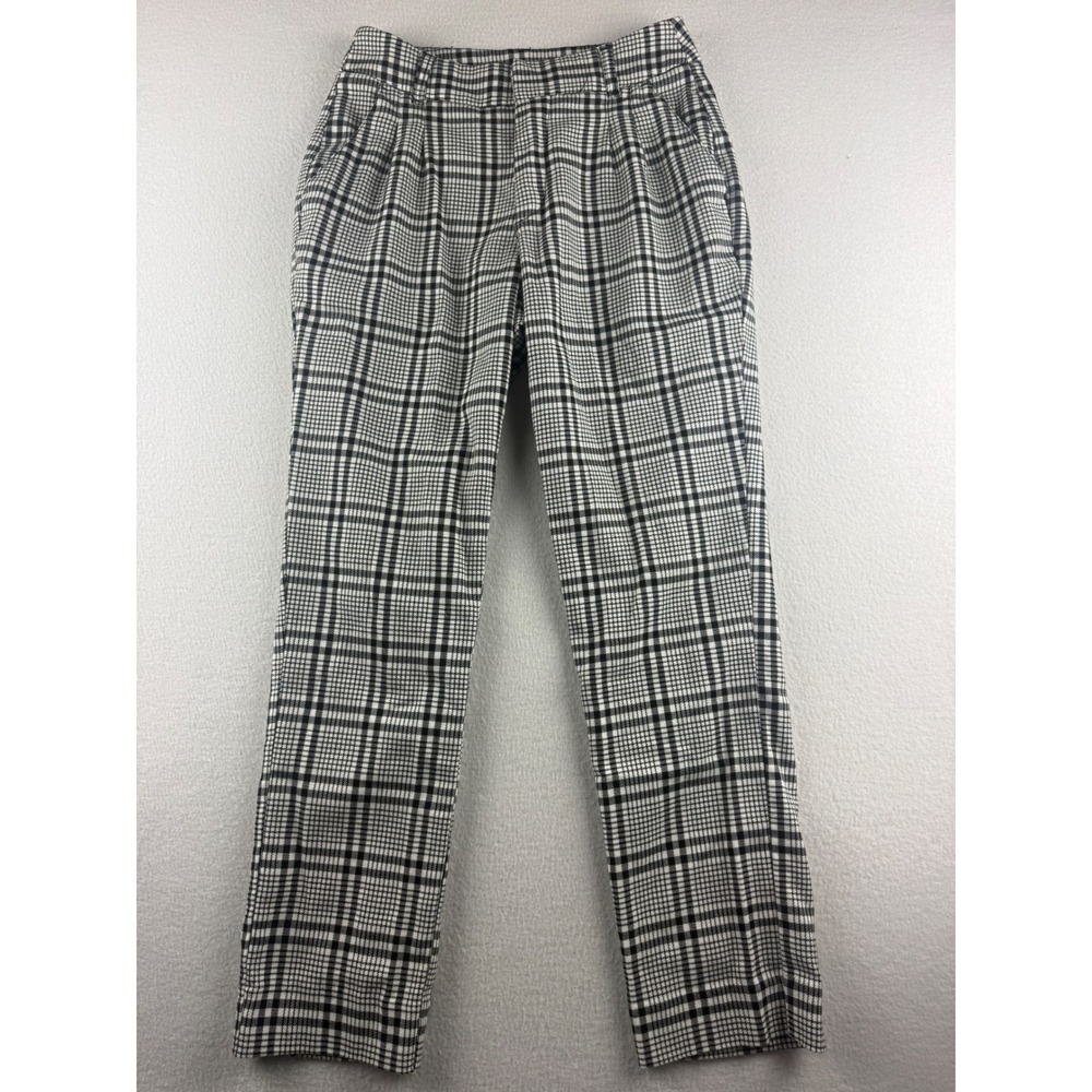 Abercrombie & Fitch Womens XS Black White Glen Plaid‎ High Rise Tapered Pants
